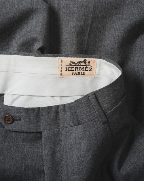 [1990's] "Hermès" pure Wool 1-Tuck Wide Reg Trousers (Made in Italy / Designed by Véronique Nichanian)