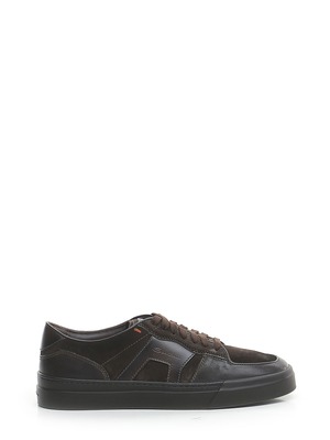 SANTONI サントーニ メンズ スニーカー レザー・スエード・ラバー D.brown