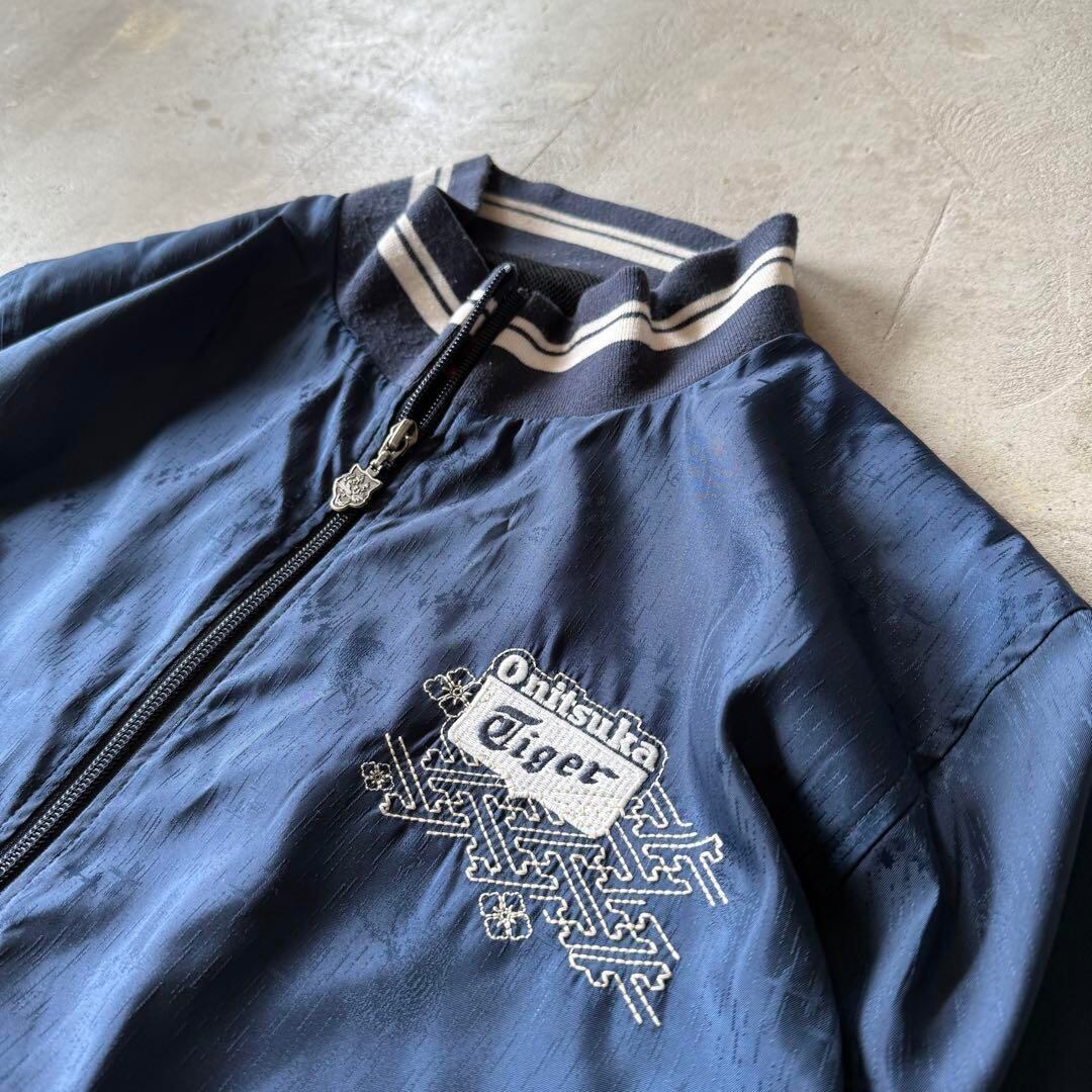 オニツカタイガー 刺繍ワッペン ジップブルゾン ジャケット アウター Lサイズ Onitsuka Tiger / embroidery nylon jacket size L | 古着屋COBBLES