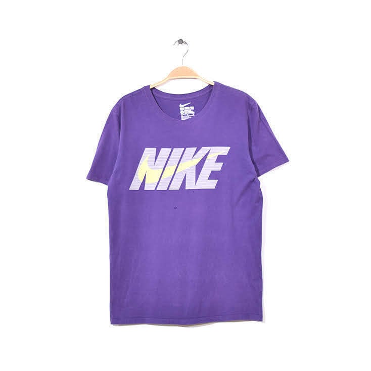 ナイキ コットン ロゴTシャツ クルーネック 半袖 Tシャツ 紫 メンズM NIKE 古着 アメカジ @BB0381