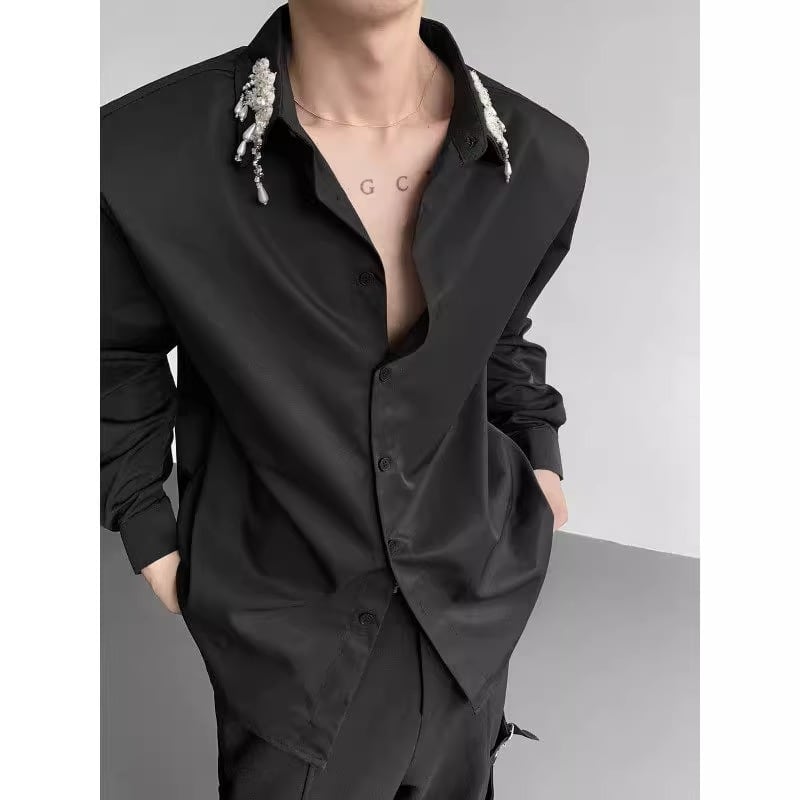 ビジューカラーオーバーサイズシャツ 1color MTO0512