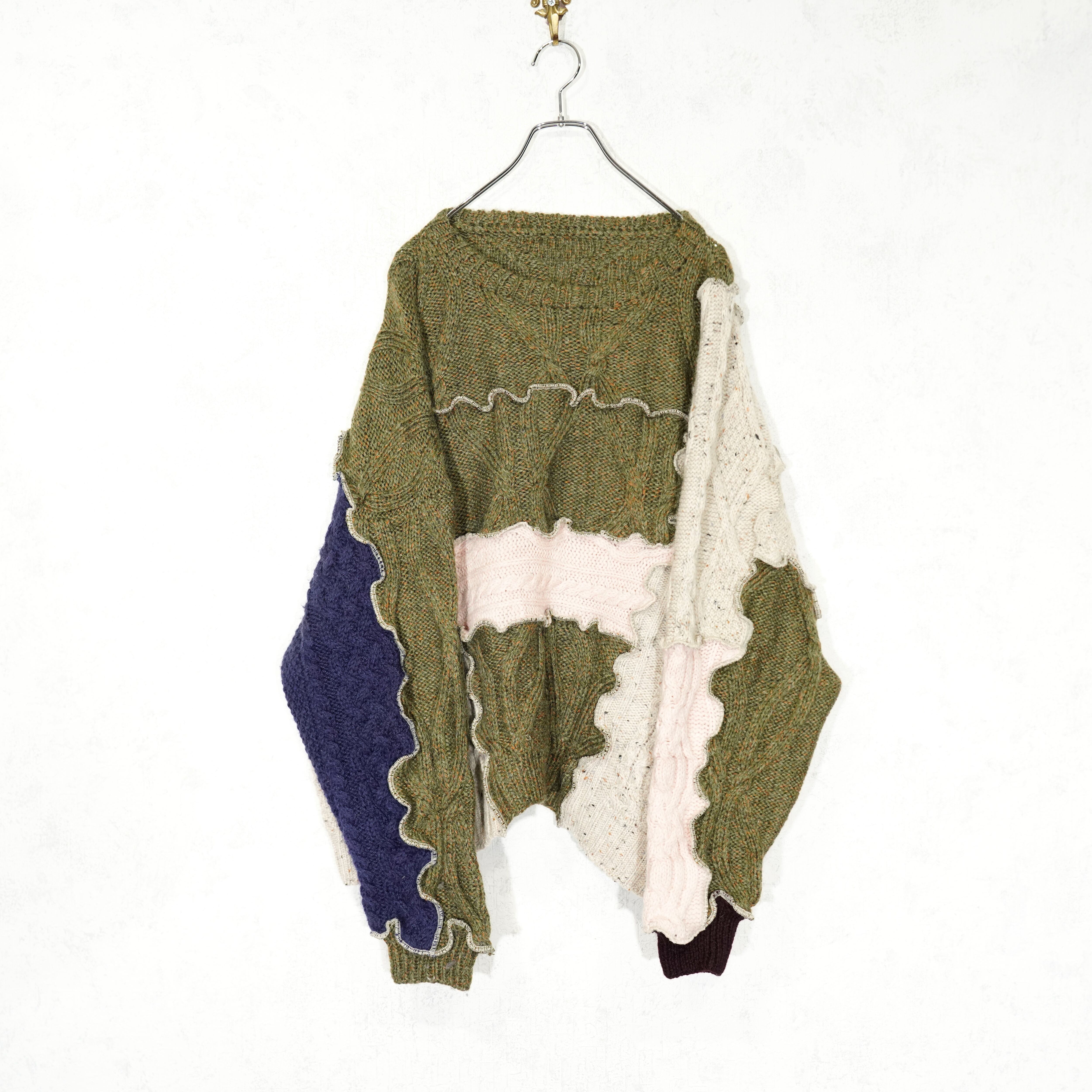 EU VINTAGE ヨーロッパ古着羊刺繍ケーブルフィッシャーマンオーバー 
