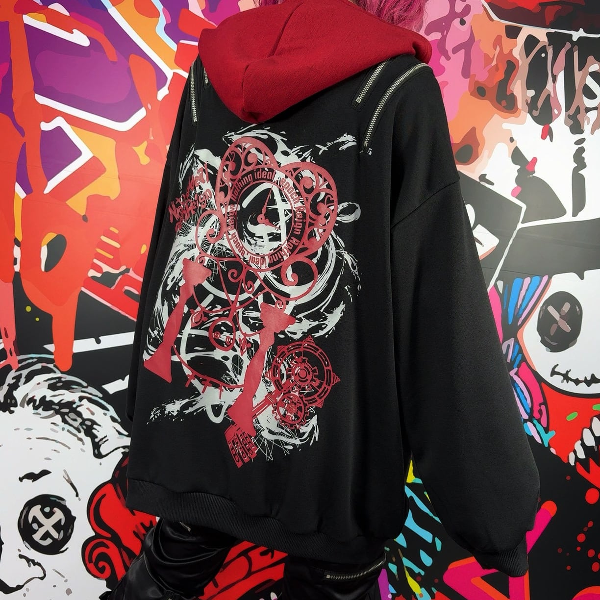 防寒4ZIP SHOULDER FLEECE INNER PARKA【BLACK×RED】 | NIER CLOTHING