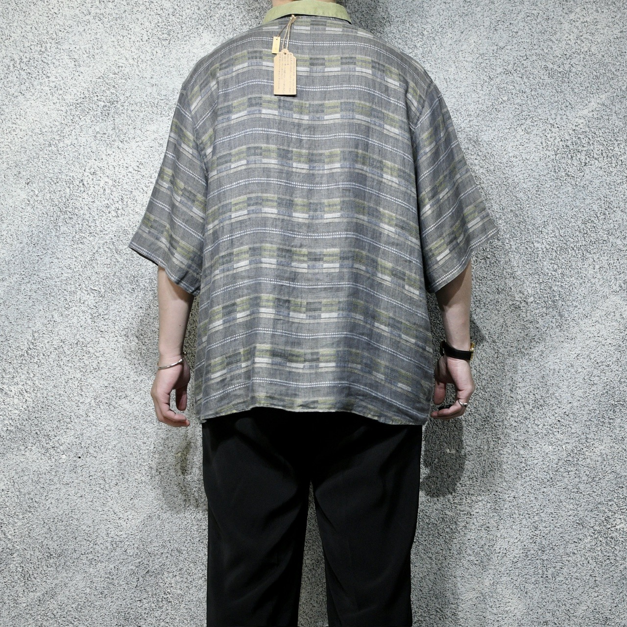 jacquard weave design linen rayon pullover shirt