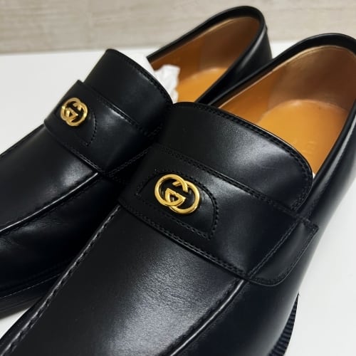 GUCCI グッチ インターロッキングG レザーローファー ブラック size5