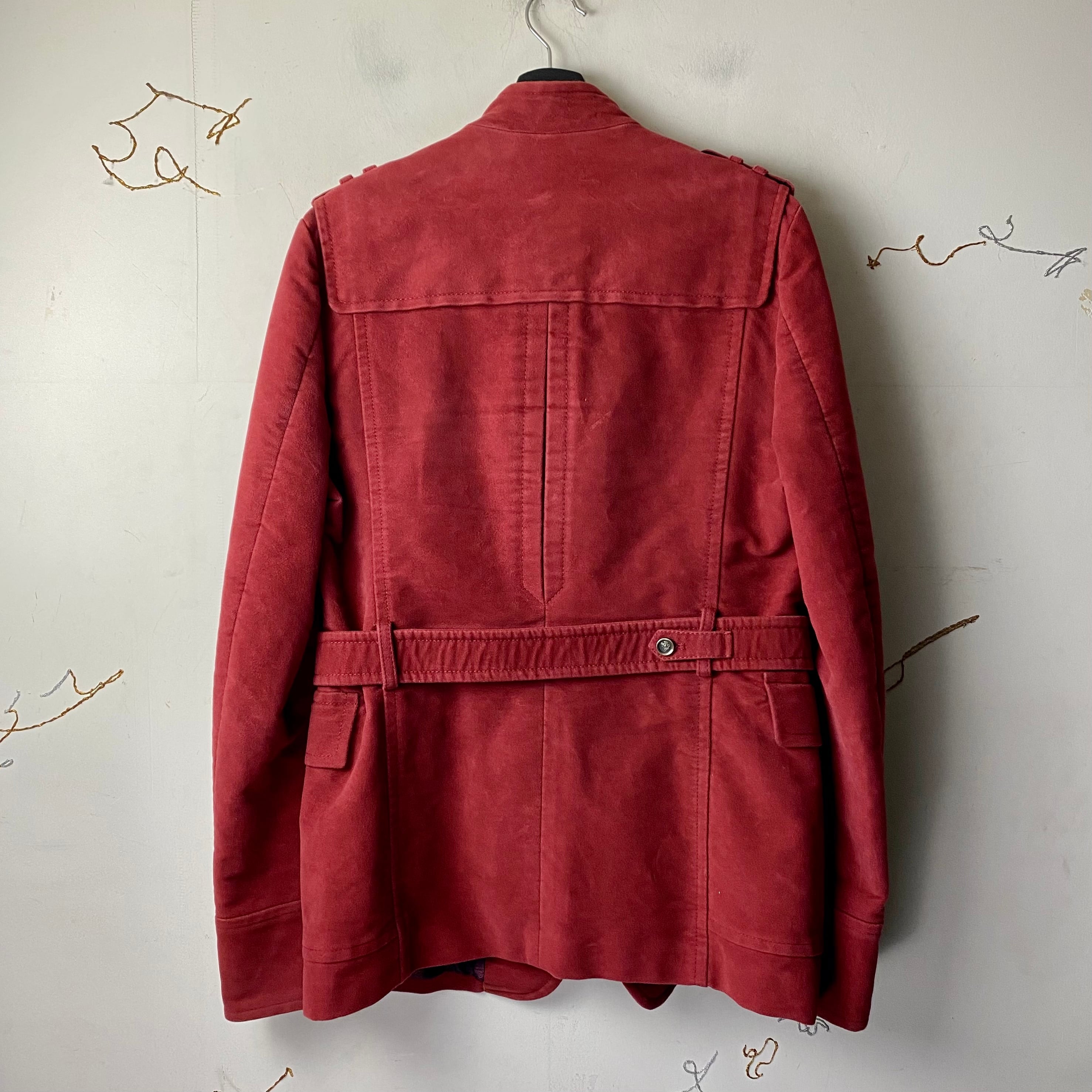 GUCCI メンズ ワンポイント刺繍モールスキンサファリジャケット ブラック46 GUCCI（グッチ） 210109 ブラック シェリーライン ナイロンジップ