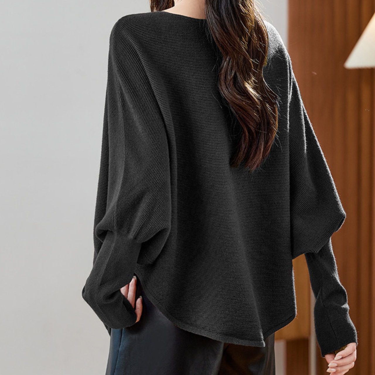 ロング丈 ドルマンスリーブ ニット 　全4色　 00023