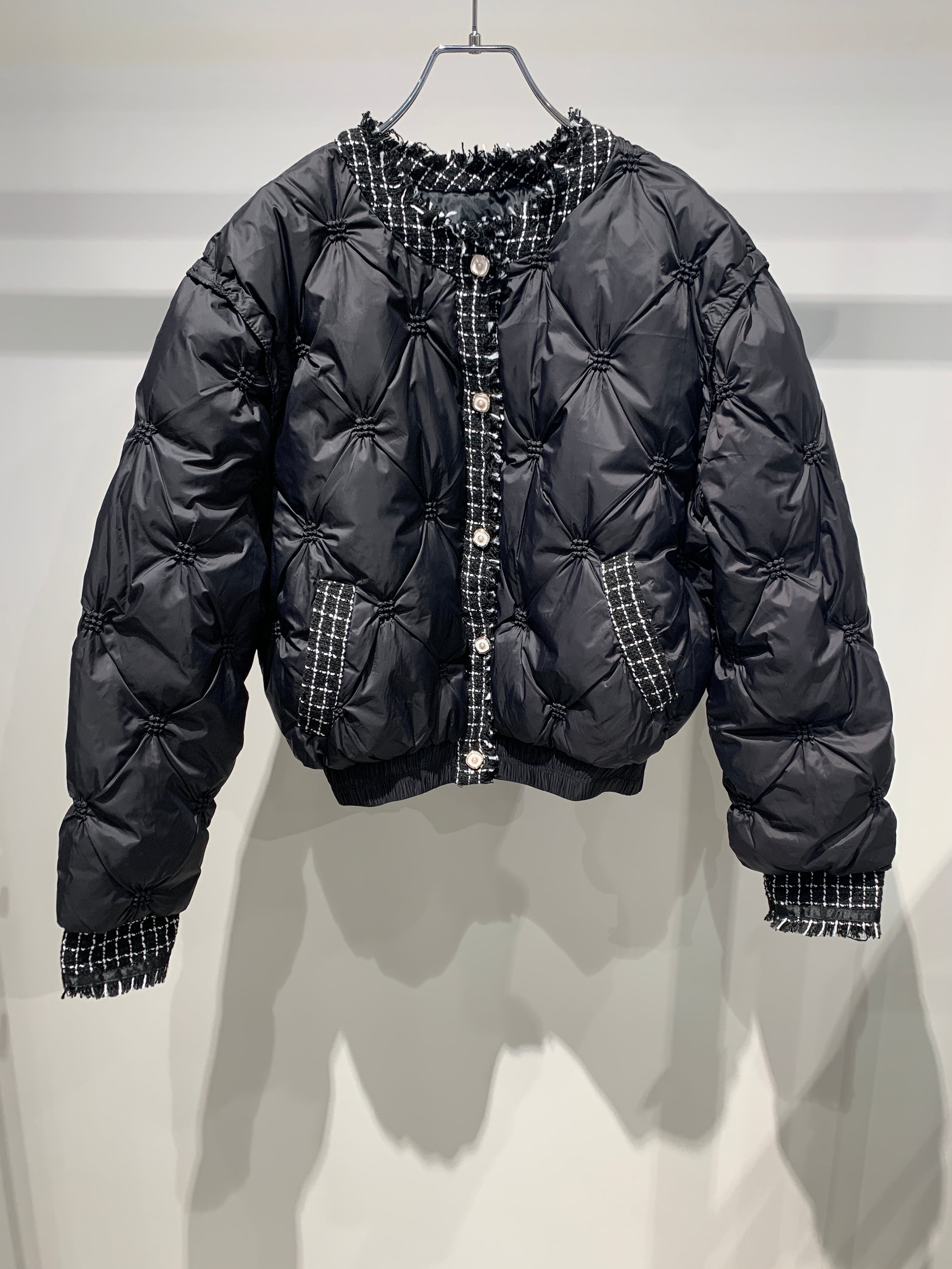 tweed docking short padding jacket