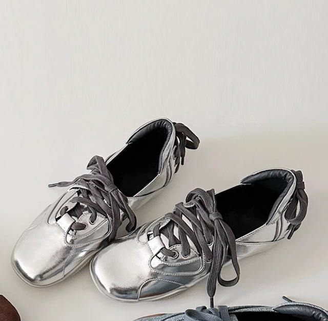 silver flat sneakers 10864