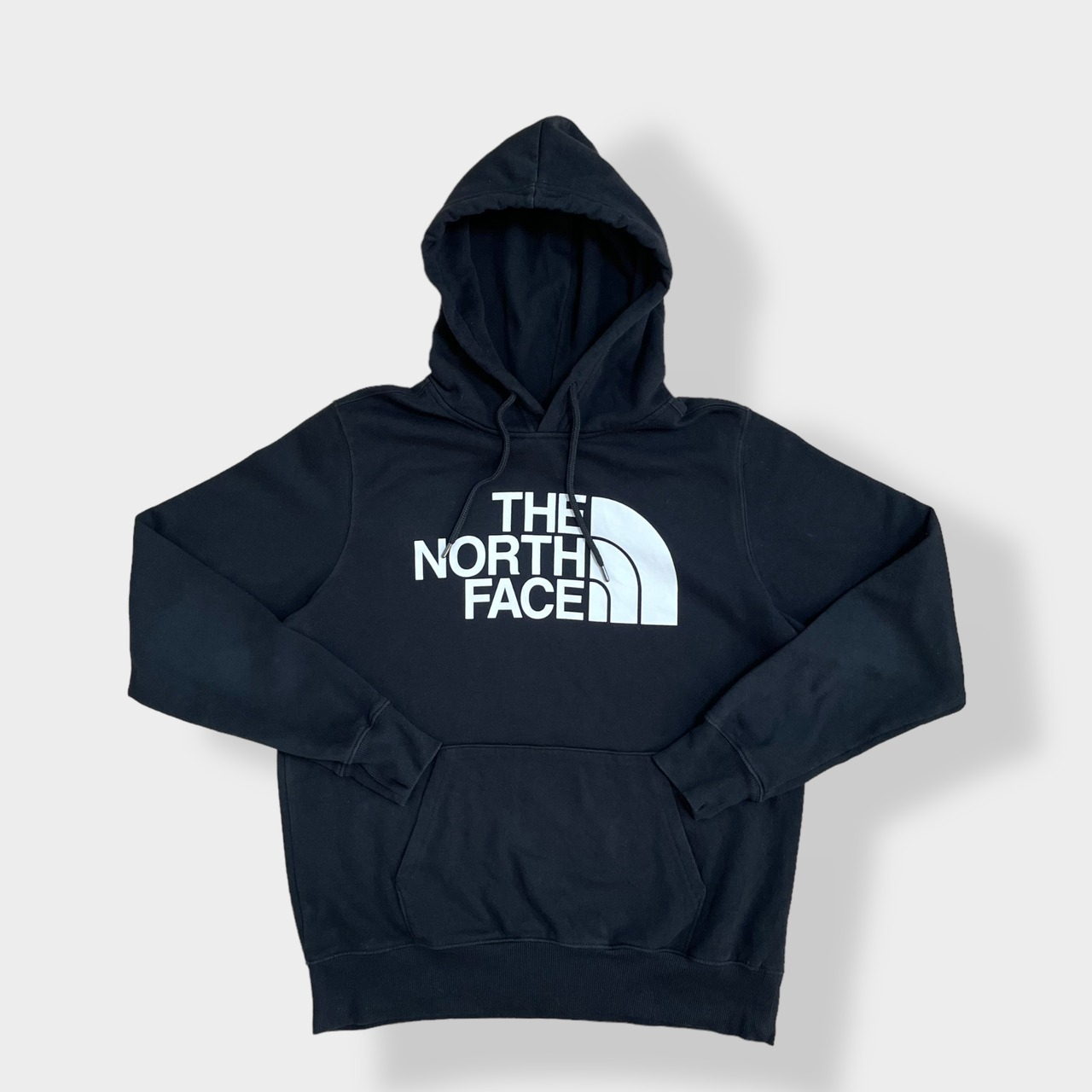 【THE NORTH FACE】ロゴ プリント パーカー プルオーバー スウェット フーディー hoodie アウトドア M ノースフェイス 黒 us古着