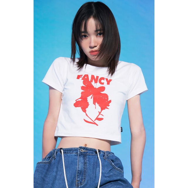 [NASTY FANCY CLUB] BOLD FLOWER CROP TEE (WHITE) 正規品 韓国ブランド 韓国ファッション 韓国通販 韓国代行 Tシャツ