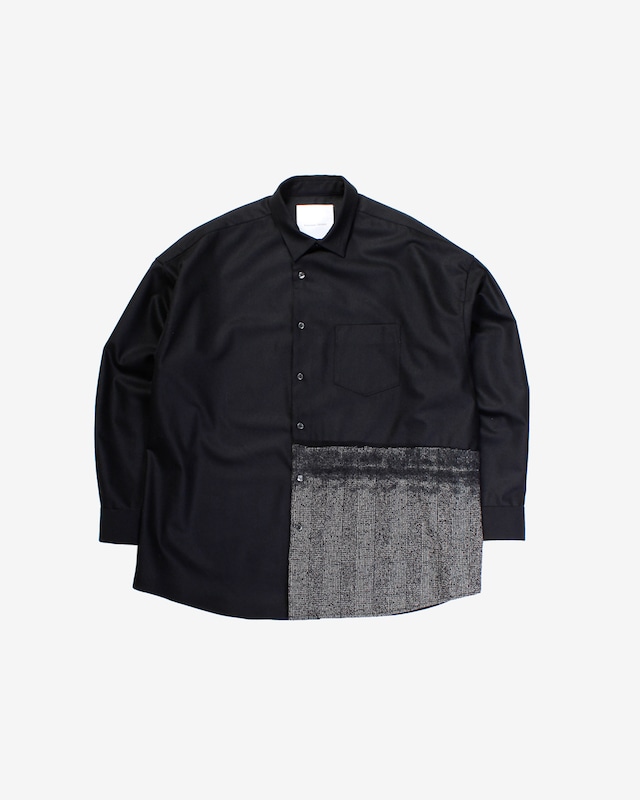 Needle Pull Asymmetry Shirt -black <LSD-BB3S2>