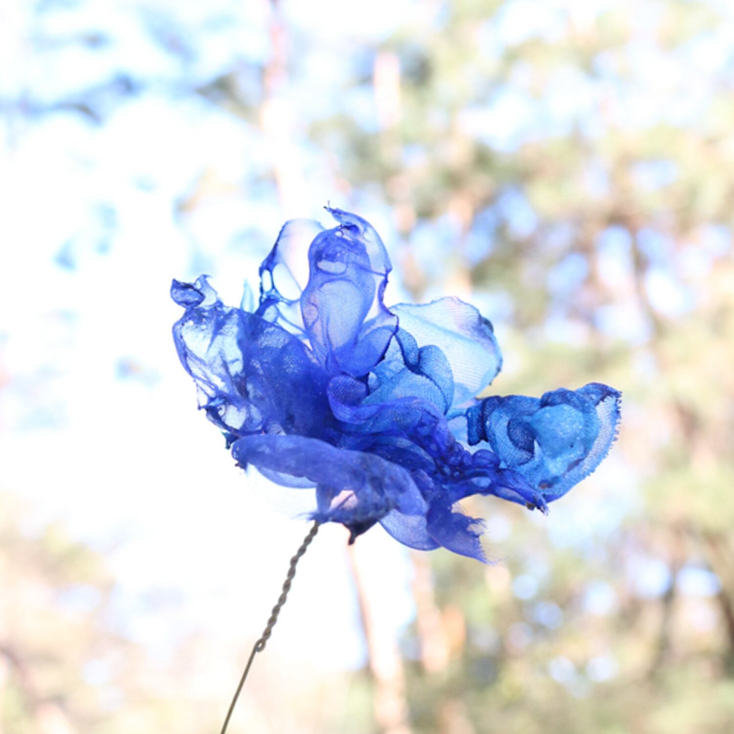 コバルトブルー②｜カラフルオーガンジーのアートフラワー【造花