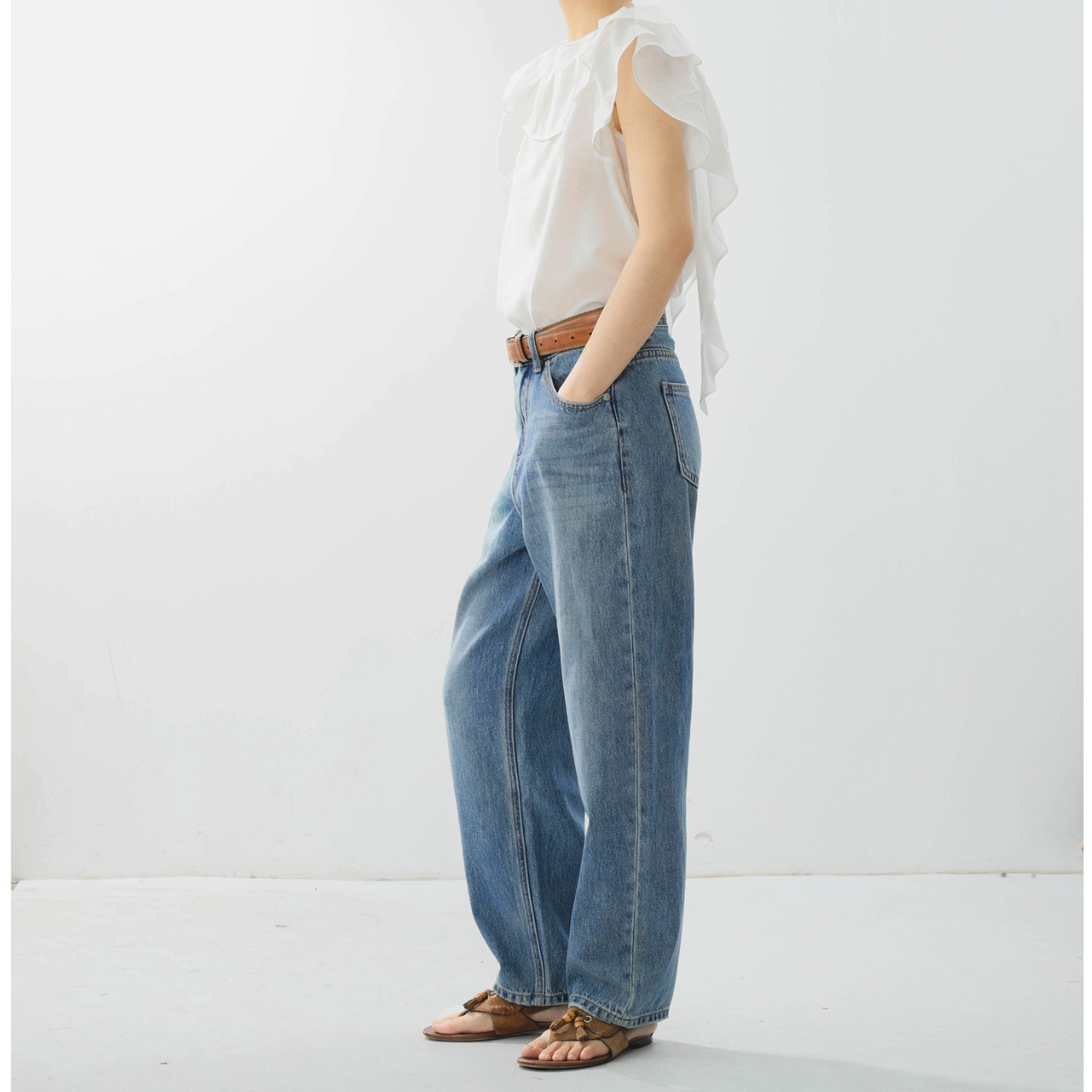 ストレートワイドフルレングスデニムパンツ   F0131 - 8