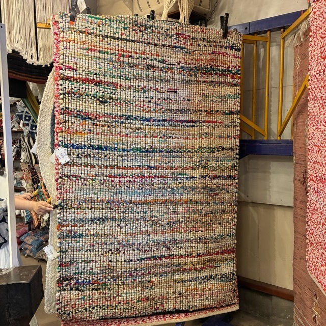 TOPANGA Homefurnishing　Recycle Cloth Rug White　120×180cm　リサイクルクロスラグ　ホワイト　ベッド　ラグマット　リビング　玄関　椅子　サイドテーブル　コットン