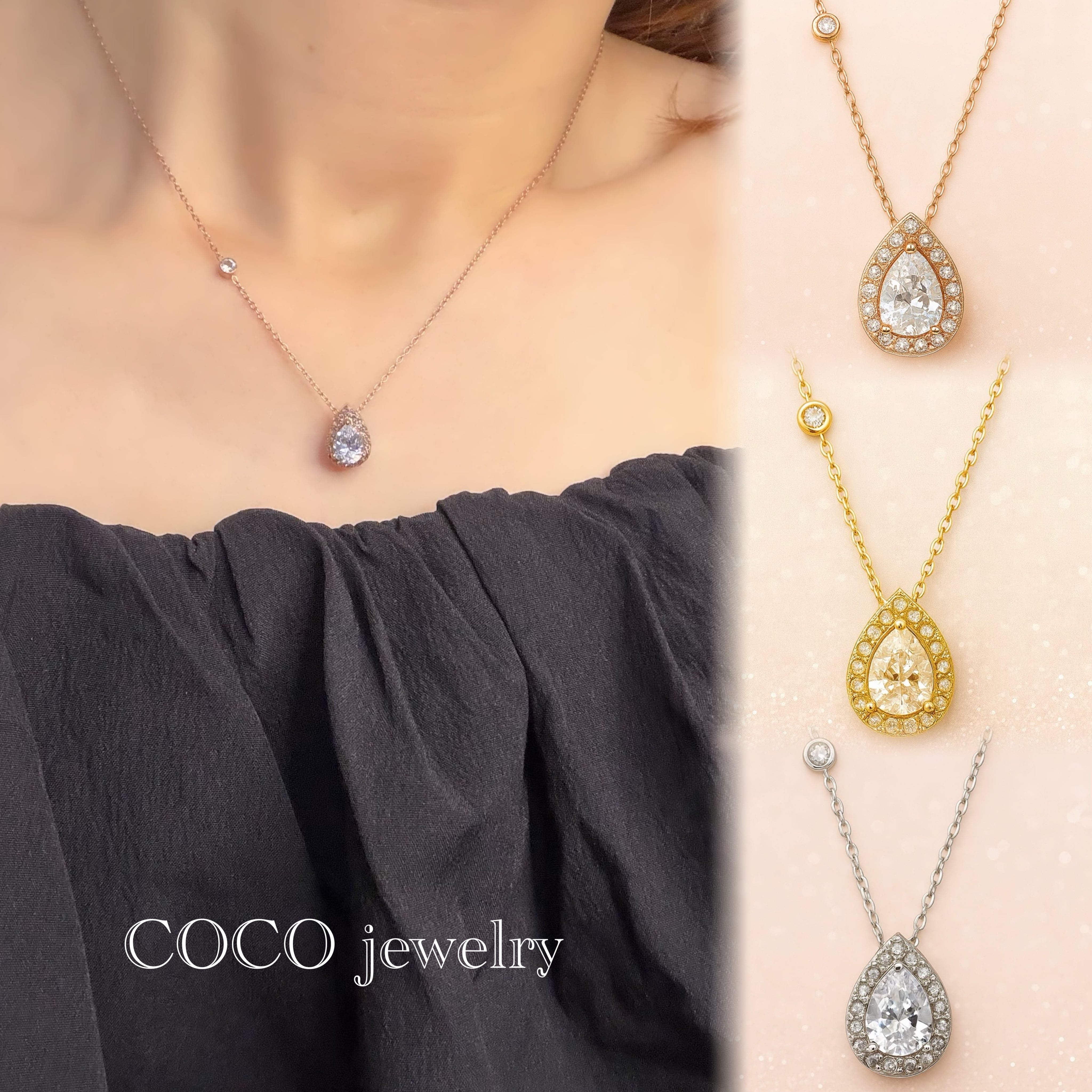 ジルコニアドロップネックレス