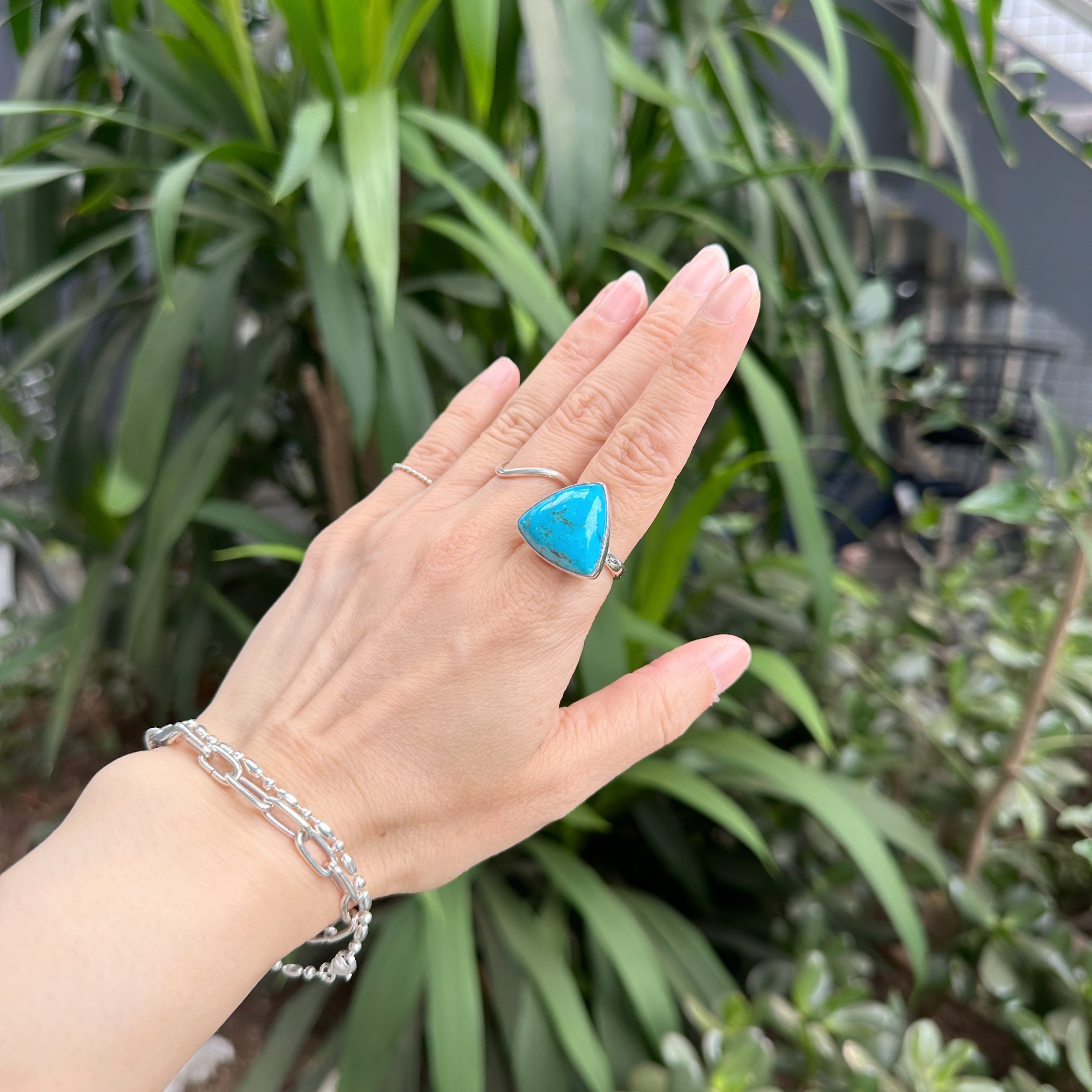 一点物 ターコイズ トライアングル / スクエア フリーサイズ リング