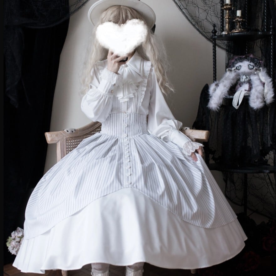 SEASONZ ゴスロリ ジャンパースカート ロング丈 ストライプ柄 恋月 小夜曲 ダークゴシック 控えめ