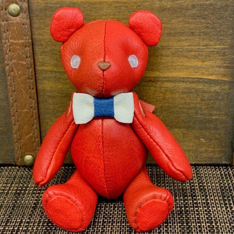 ジビエレザー鹿革ベルベア★マイスターの手作り「ベルズベア」広島レッド　写真の1点販売です