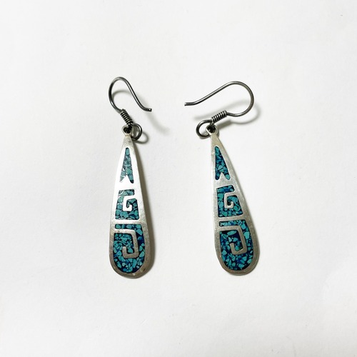 Vintage 925 Silver Turquoise Pirced Earrings Made In Mexico