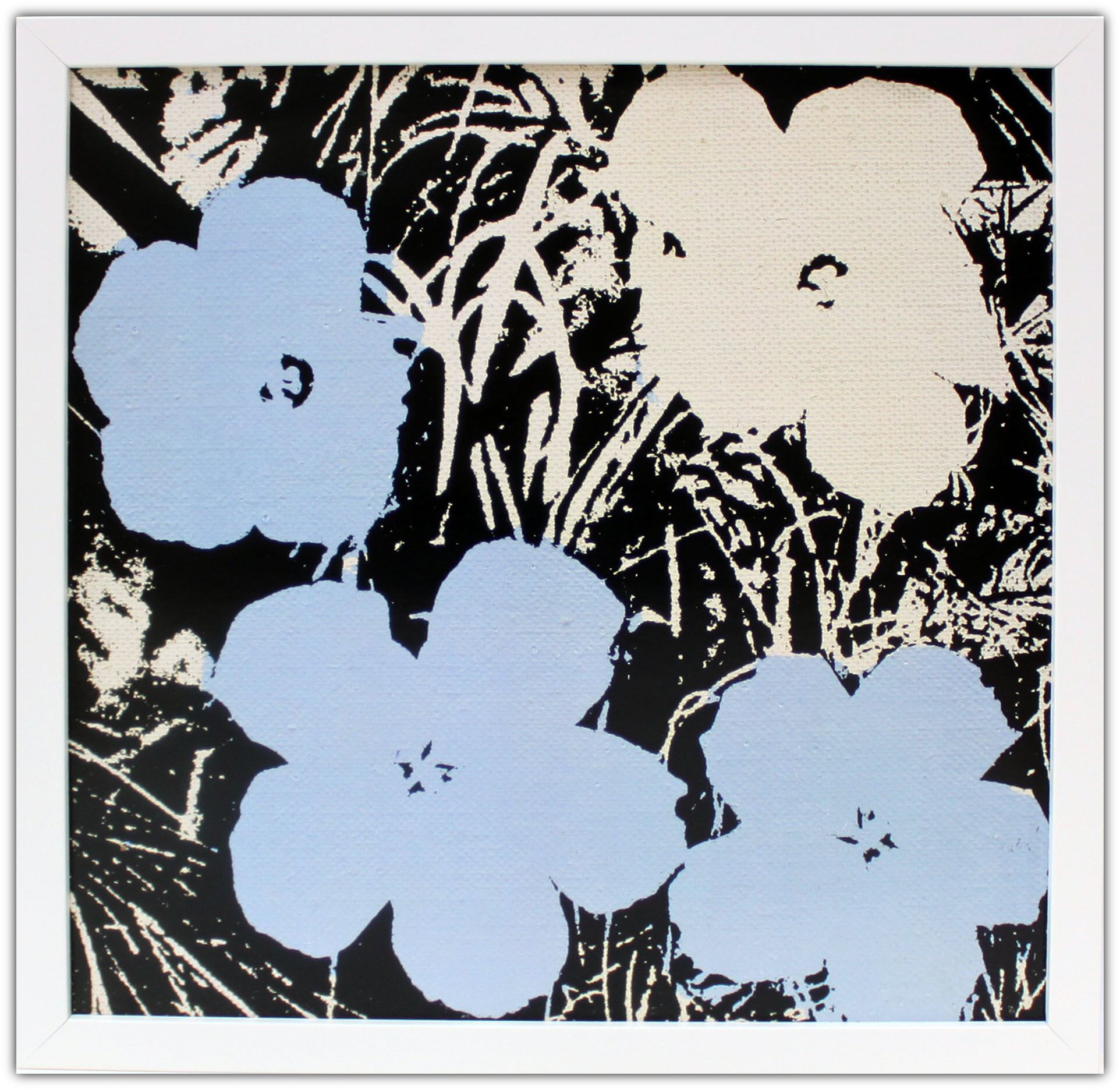 アンディ ウォーホル「フラワーズ,1965(ブルー アイボリー)」展示用フック付ポスター ポップアート 絵画