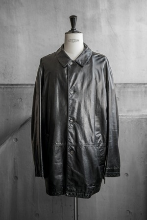 90's "SERAPHIN" Black Chrome-tnnend Lamb Leather Half Coat