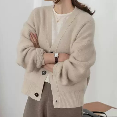 【Vネックベーシックニットカーディガン】P01917