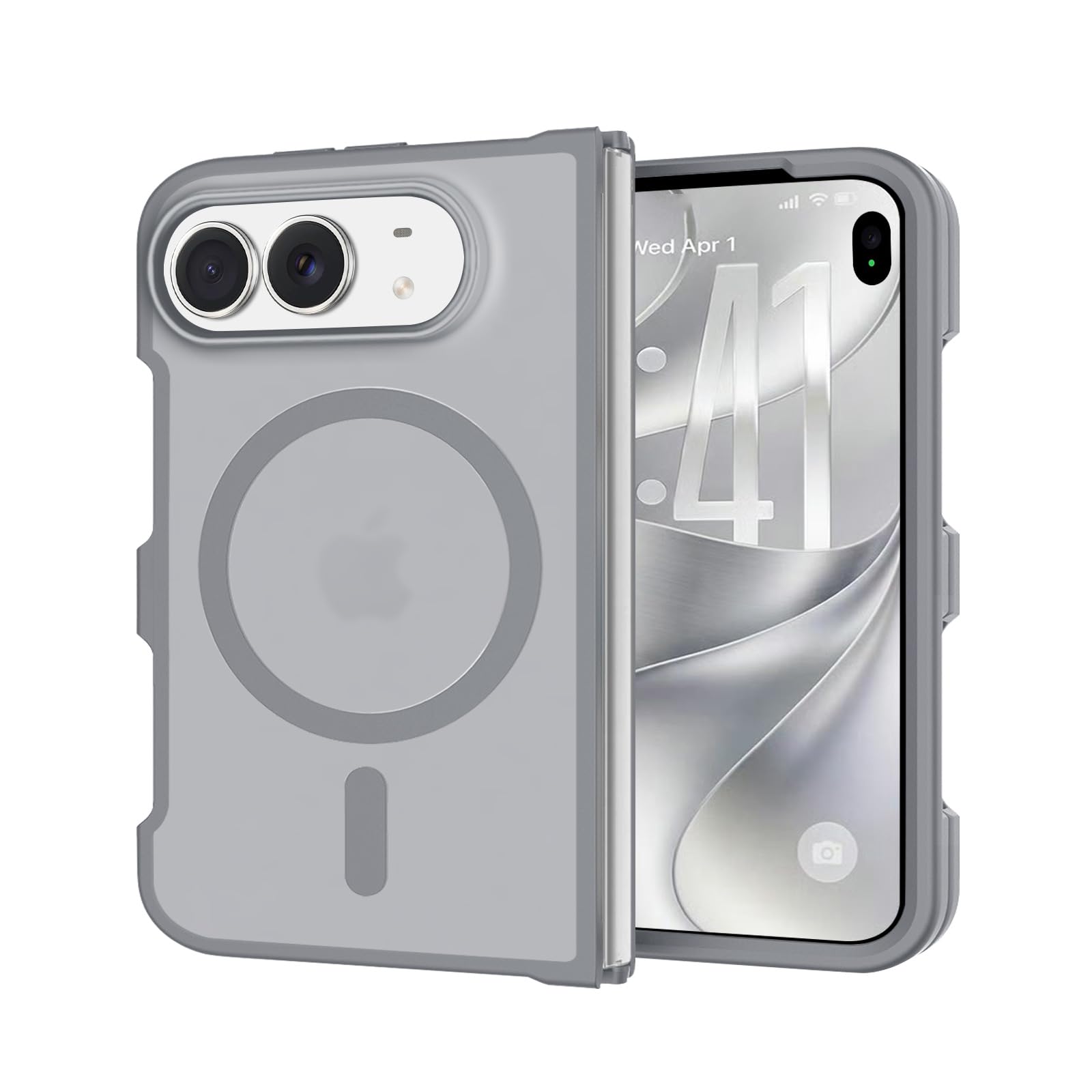 NISIILNG iPhone Duo 用 ケース MagSafe対応 あいふぉんduo カバー 半クリア 耐衝撃