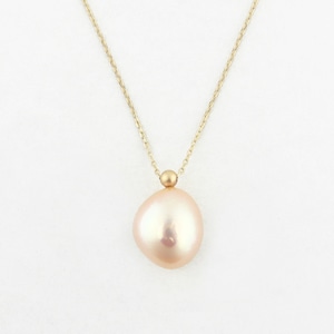 Natural color pearl  with ball necklace 〈apricot〉