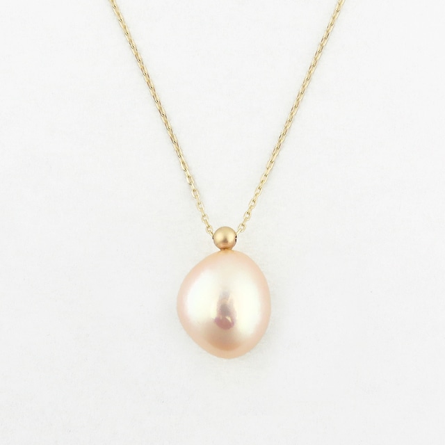 Natural color pearl  with ball necklace 〈apricot〉