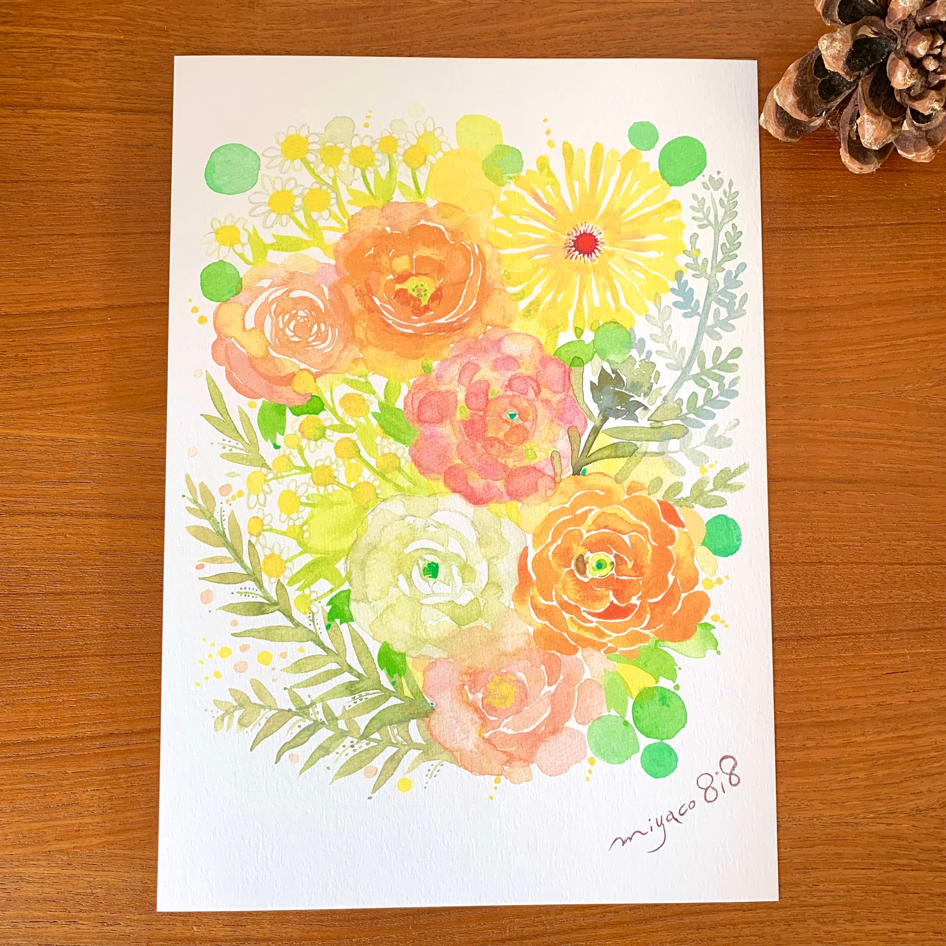 A4ポスター「ラナンキュラス」 | miyaco nishio ｜ オンラインショップ