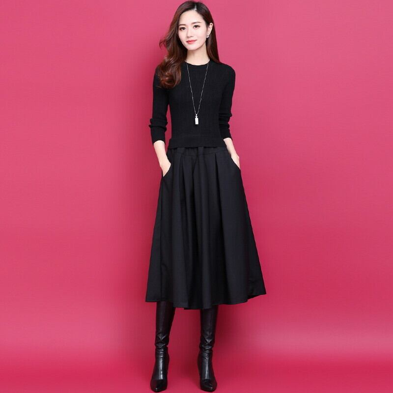 秋新作 ワンピース レディース 膝丈ワンピース ひざしたワンピース 膝下ワンピース フレアワンピース膝丈 ワンピースレディース きれいめ膝丈 ワンピースドレス 韓国ワンピース 秋 冬 ドレス オフィス きれいめ ベルト付き ニット Viento