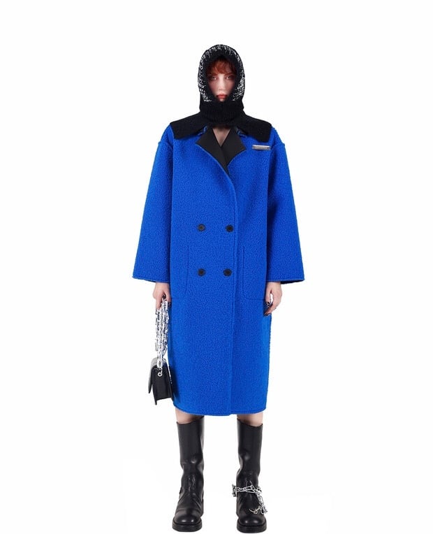 リバーシブル】黒 青 アウター ジャケット コート ワンピース ワイルド