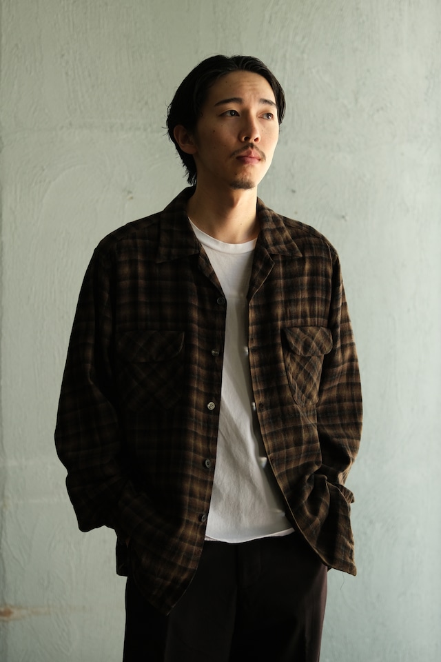 Utah/50's "PENDLETON" ombre check wool shirt