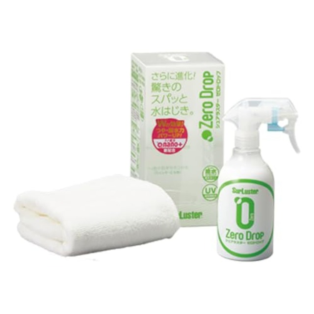 SurLuster(シュアラスター) ゼロドロップ 280ml 撥水 ガラス系コーティング 約2ヶ月耐久 艶 光沢 紫外線吸収剤 UV 保護 車 バイク 自転車 簡単施工 洗車 クロス付き スプレーコーティング S-113