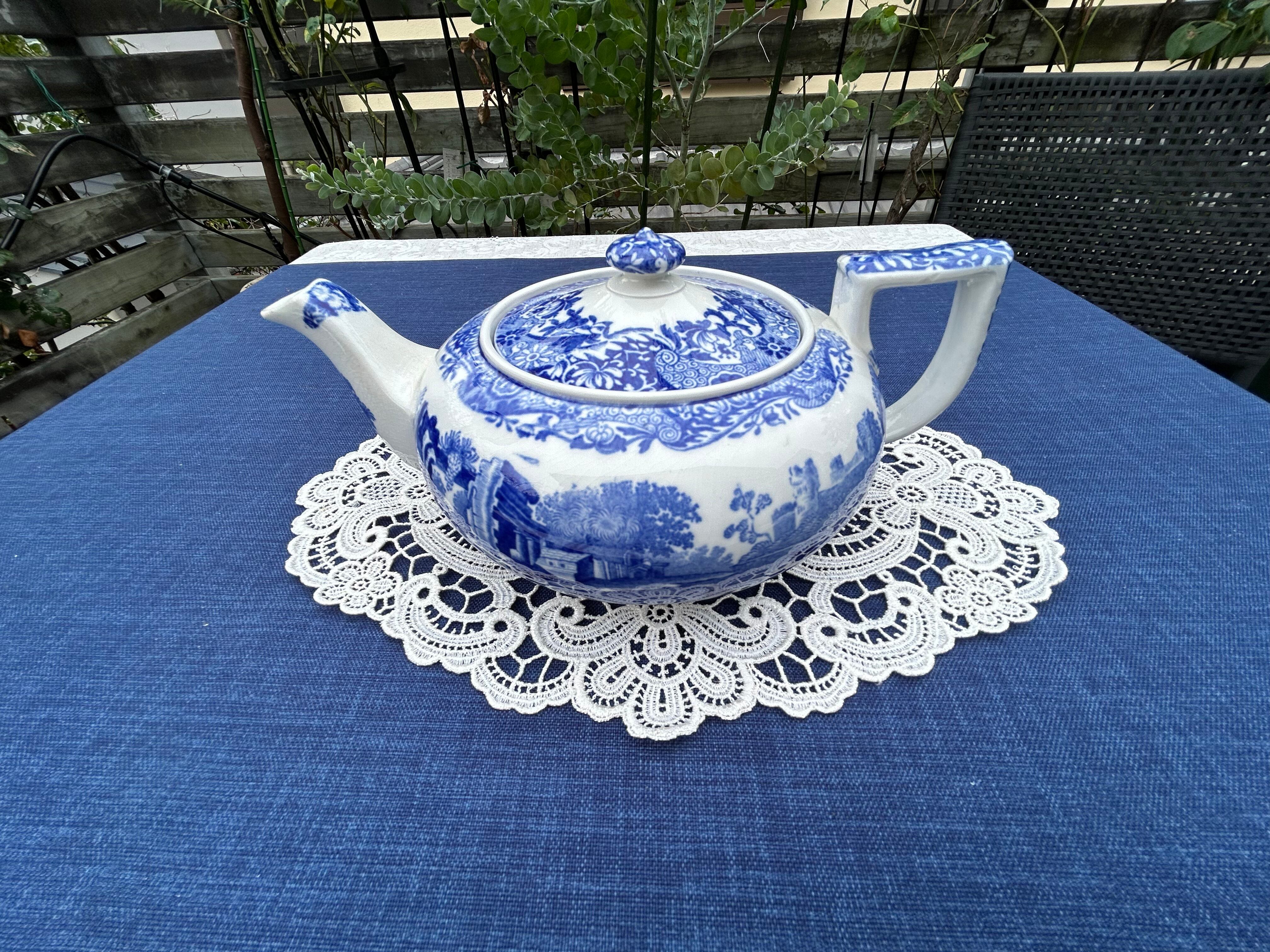 【訳あり】SPODE社　ブルーイタリアン　ティーポットラウンドロウ③