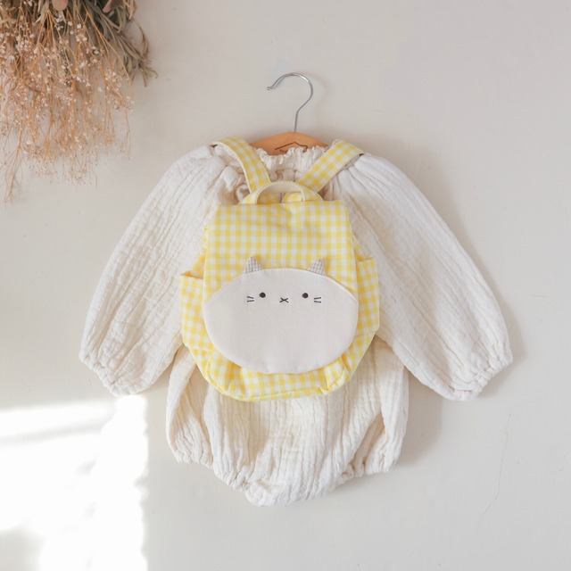 【完売】ギンガムのベビーリュック(たんぽぽイエロー)