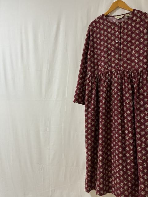 1990's Floral Pattern No Collar One-Piece "Eddie Bauer"