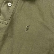 90s 00s RALPH LAUREN ラルフローレン THE SKINNY POLO 鹿の子 半袖 ポロシャツ L/カーキ系 レディース オールド