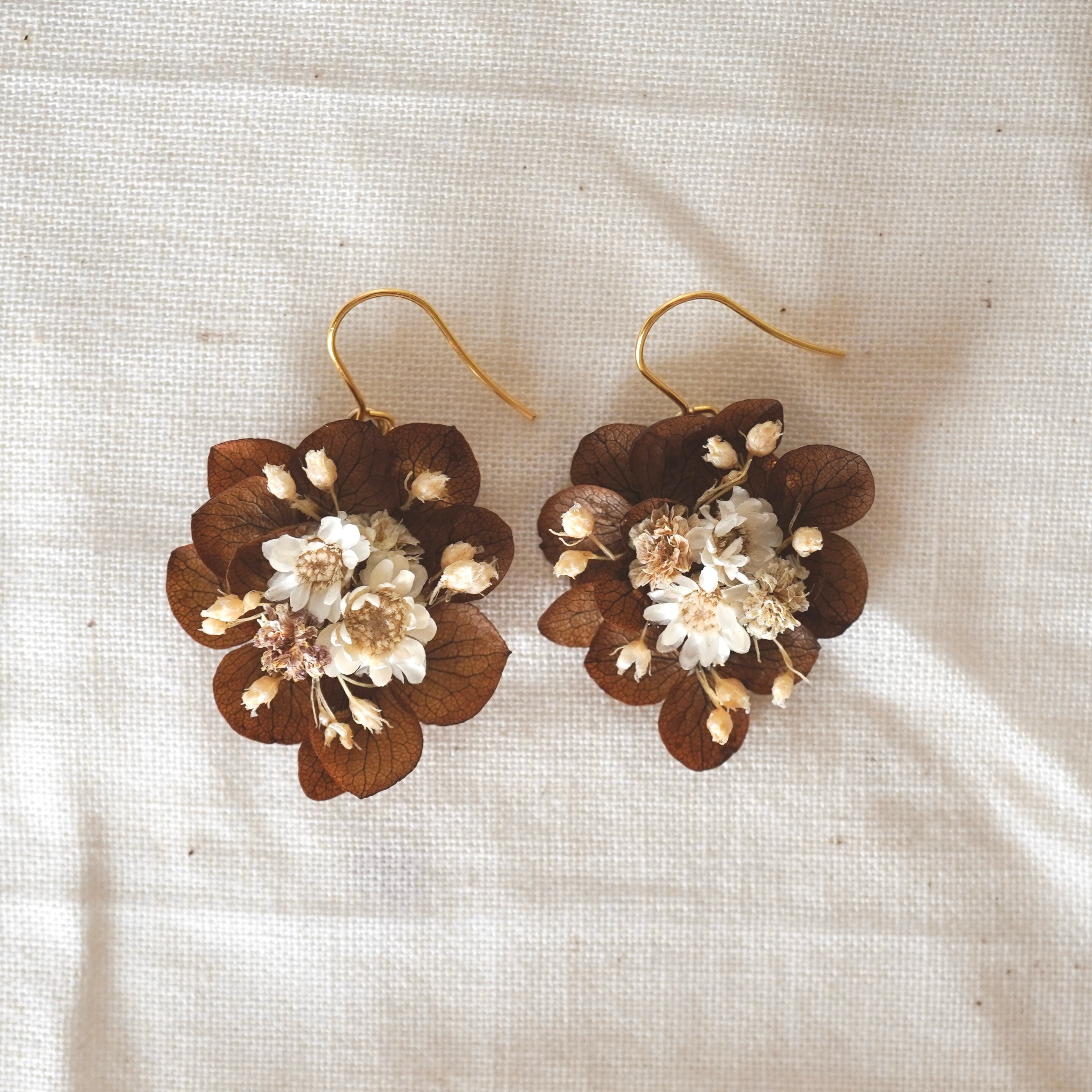 【Maison de mimi】 Brumelie™ |Châtaigne douce|ブラウンのぬくもり ピアス/イヤリング Maisondemimi メゾンドミミ Ateliermimi アトリエミミ