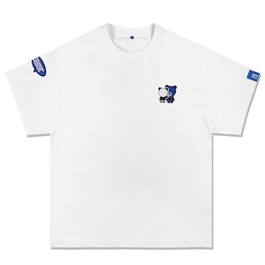 送料無料【HIPANDA ハイパンダ】メンズ ワンポイント刺繍 ⚠ビッグシルエット⚠ Tシャツ MEN'S SMALL CHARACTER EMBROIDERY BIG SILHOUETTE SHORT SLEEVED T-SHIRT / WHITE・BLACK・BLUE