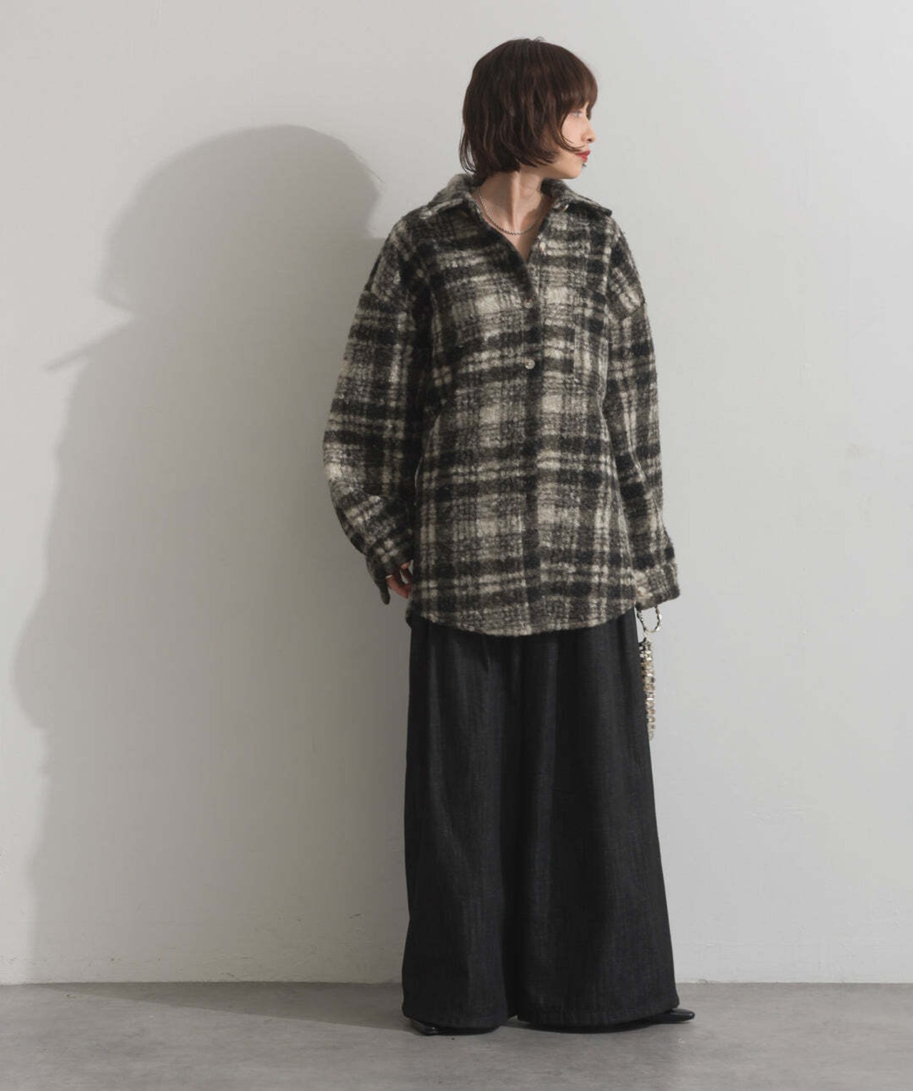 HD2510027 起毛チェックCPOシャツジャケット black