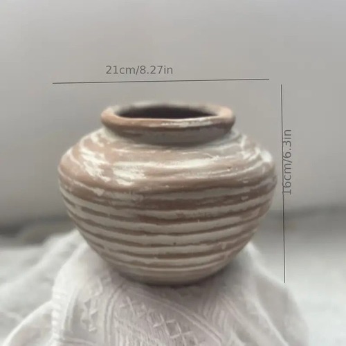 花瓶 陶器 ベージュ 手作り感 アンティーク レトロ アメリカン カントリー シンプル モダン インテリア リビング 寝室 玄関 ギフト