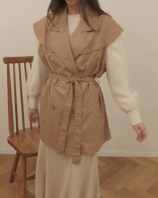 PE401 cotton linen trench vest