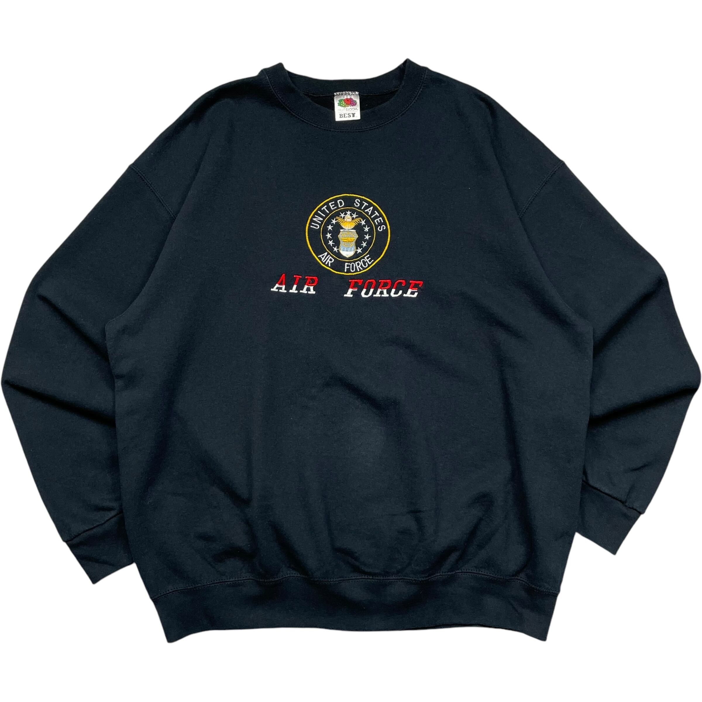 《XL》 FRUIT OF THE ROOM フルーツオブザルーム スウェット アメリカ空軍 刺繍 ブラック no.4764