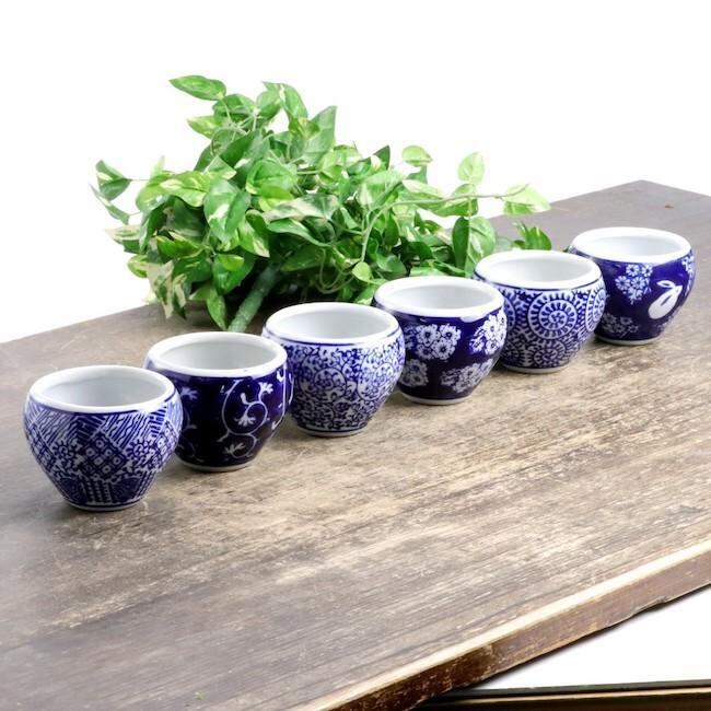 豆火鉢 ミニ火鉢 6点セット ミニ植木鉢 植木鉢 プランター 陶器鉢 多肉 