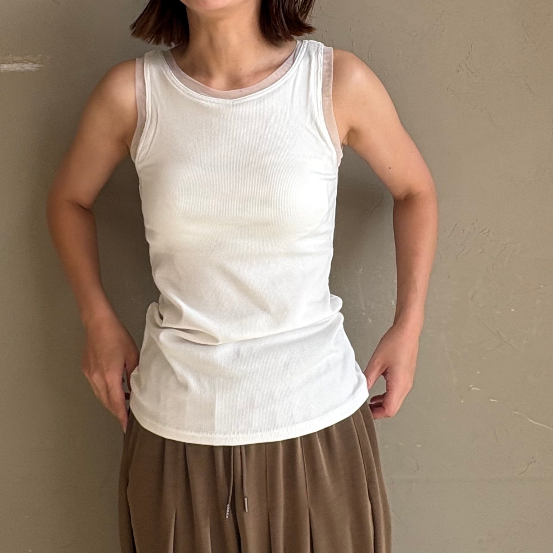 ソラ様専用ページ:【 CLOCHE 】 カップ付きシアー切り替えリブタンク 2点