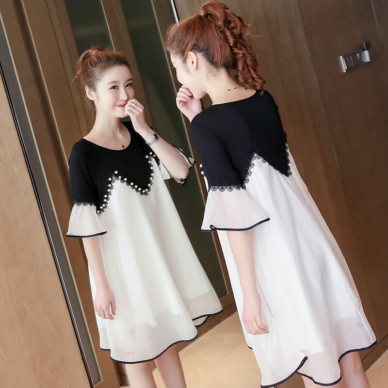 【新作】【送料無料】 夏のマタニティドレス服妊娠中の女性Oネック半袖ゆるい妊娠中のドレスウェア2018 ショート ハーフスリーブ サマー 夏物 AL expec396298088298