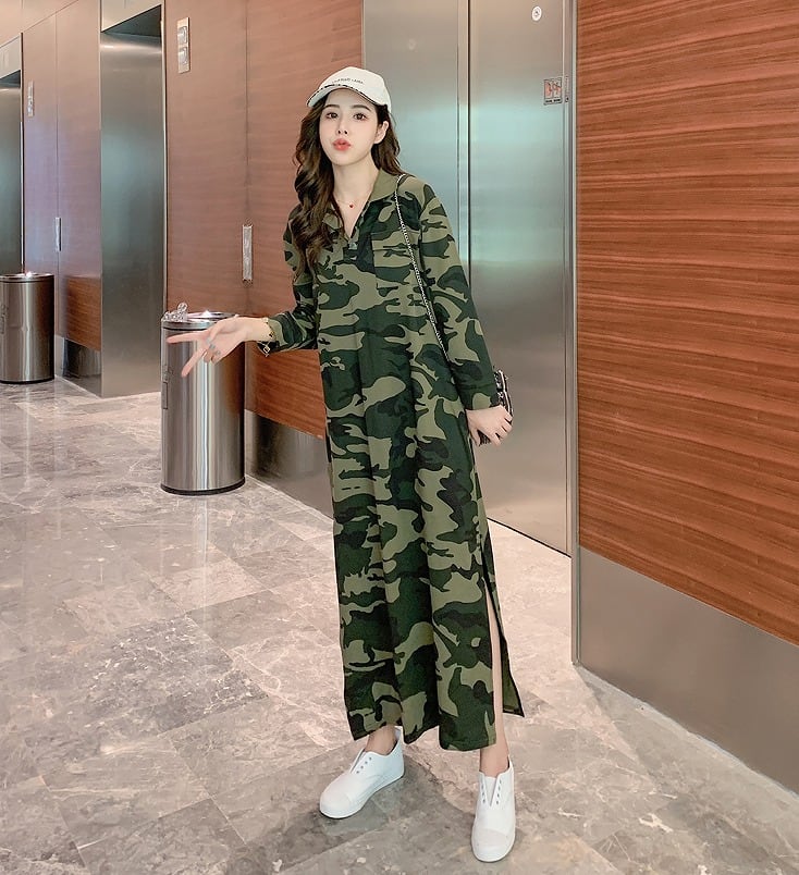 迷彩柄ワンピース ZIDDY】 カモフラ柄背中あき半袖ワンピース - メルカリ