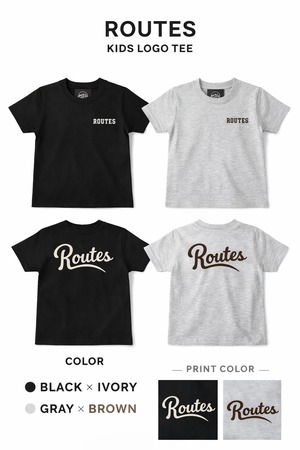 (KIDS) ROUTES LOGO  TEE / BLACK